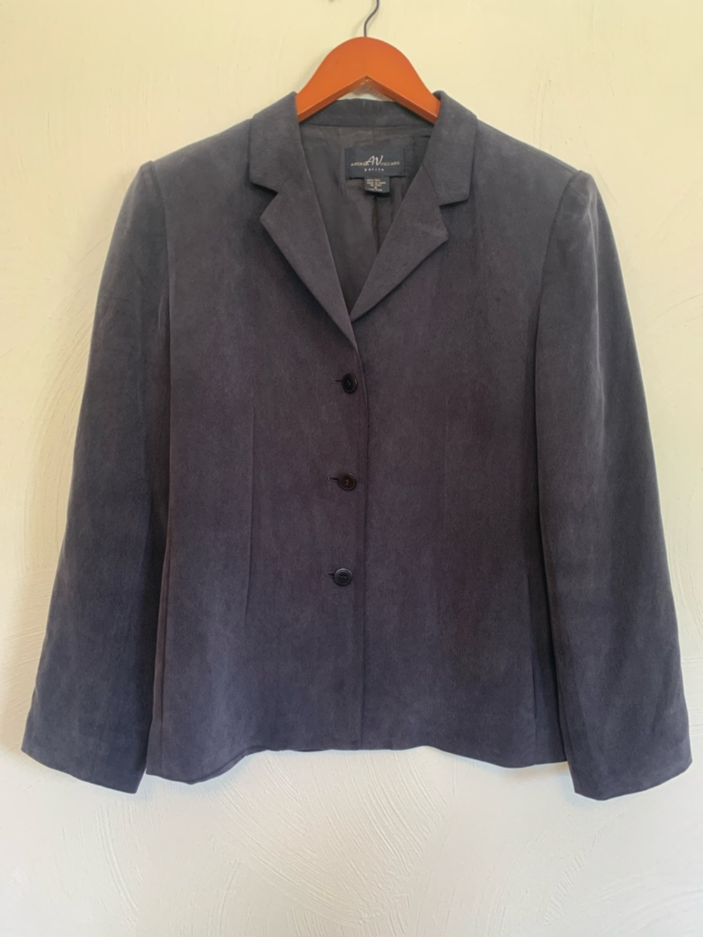 Women’s Navy 100 % Silk Three-Button Blazer